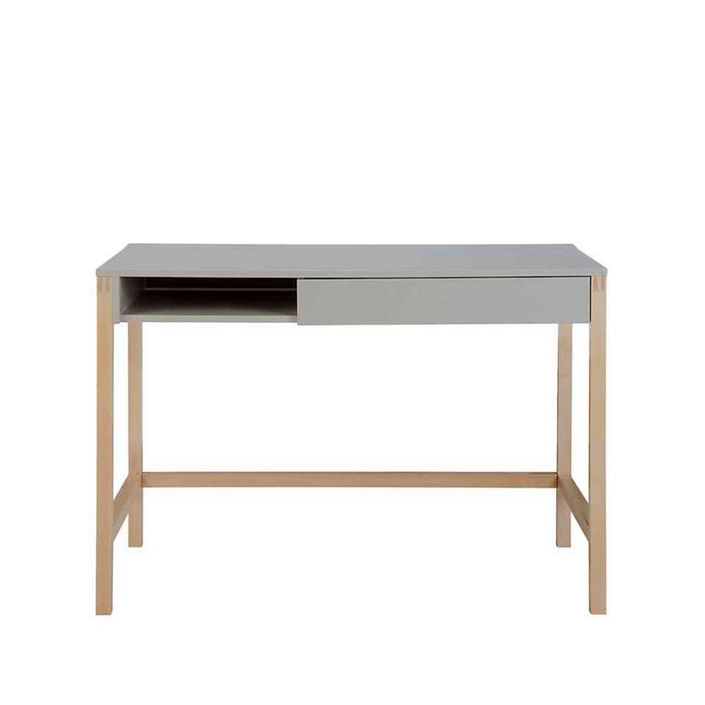 Bürotisch in Grau Birke massiv modern