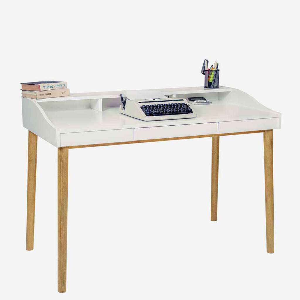 PC Tisch in Weiß Eiche 120 cm