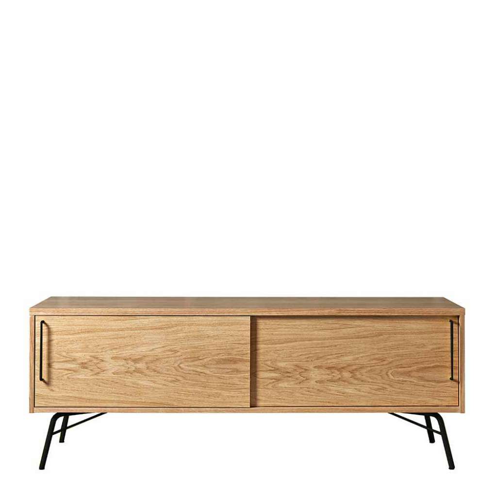 TV Board mit Schiebetüren Eiche furniert