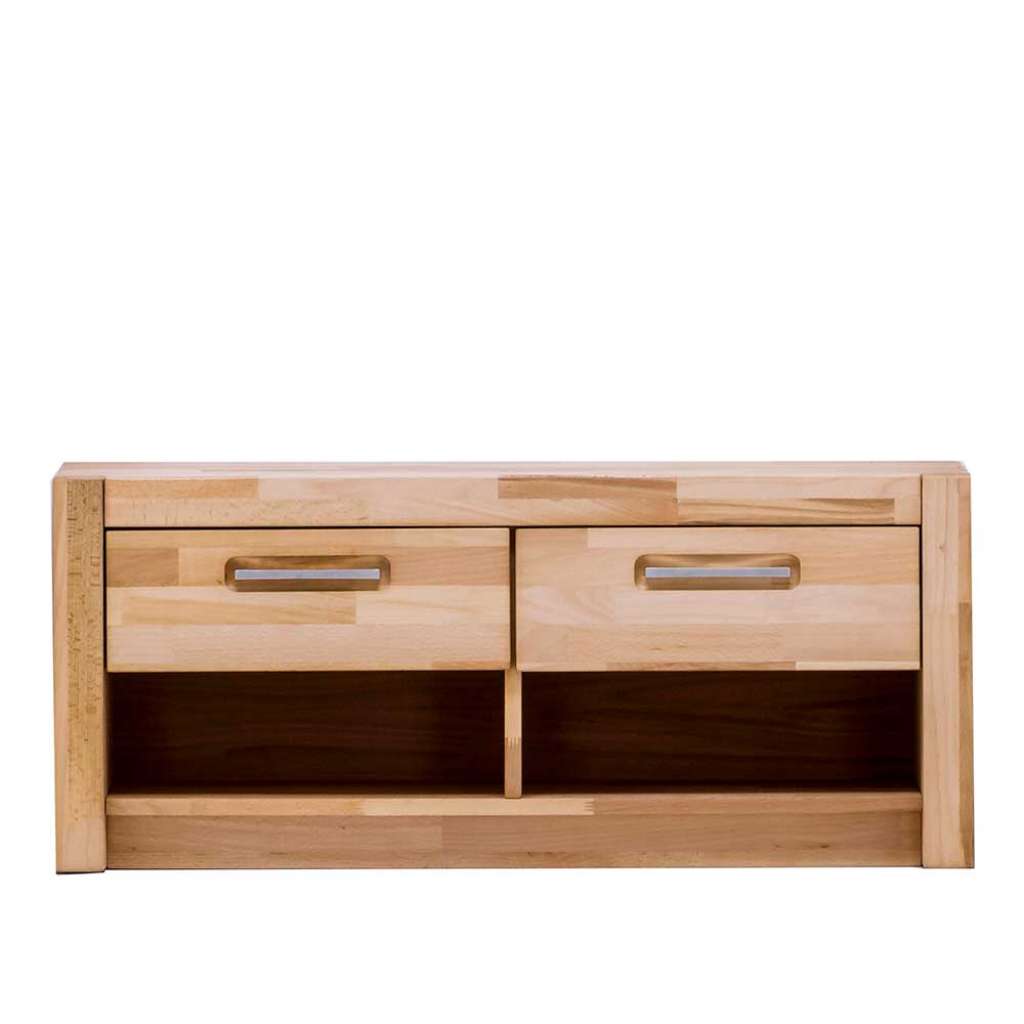 Dielenbank aus Kernbuche geölt und furniert Schubladen