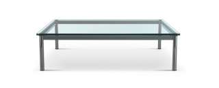 Cassina - LC 10-P Couchtisch - Tischplatte aus Riffelglas - Zarge hellblau - 70 x 70 cm - indoor