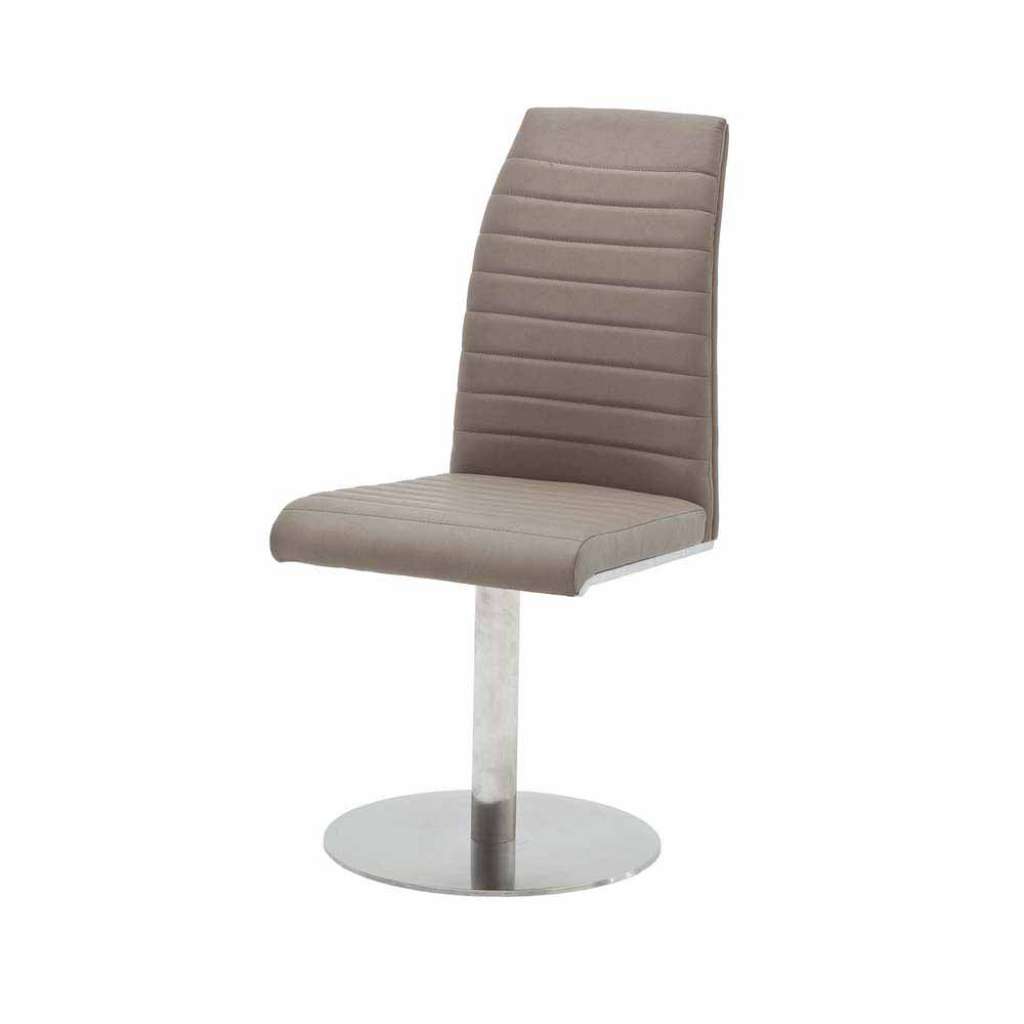 Esszimmer Drehstuhl in Taupe Kunstleder Edelstahl (2er Set)