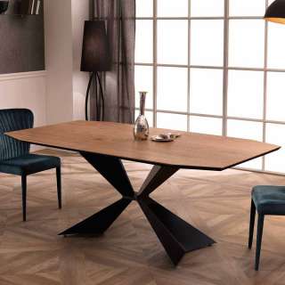 Designertisch mit Eiche furniert Schwarz 200 cm