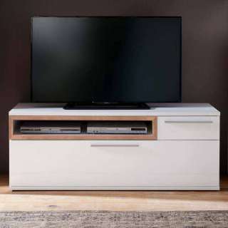 TV Board in Weiß Hochglanz Eiche 150 cm