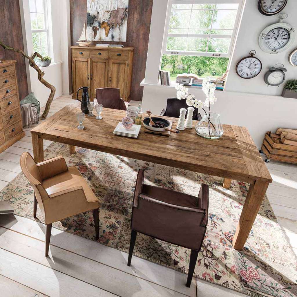 Esstisch aus Teak Massivholz Landhaus rustikal