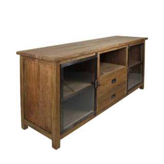 TV Board aus Teak Massivholz Eisen