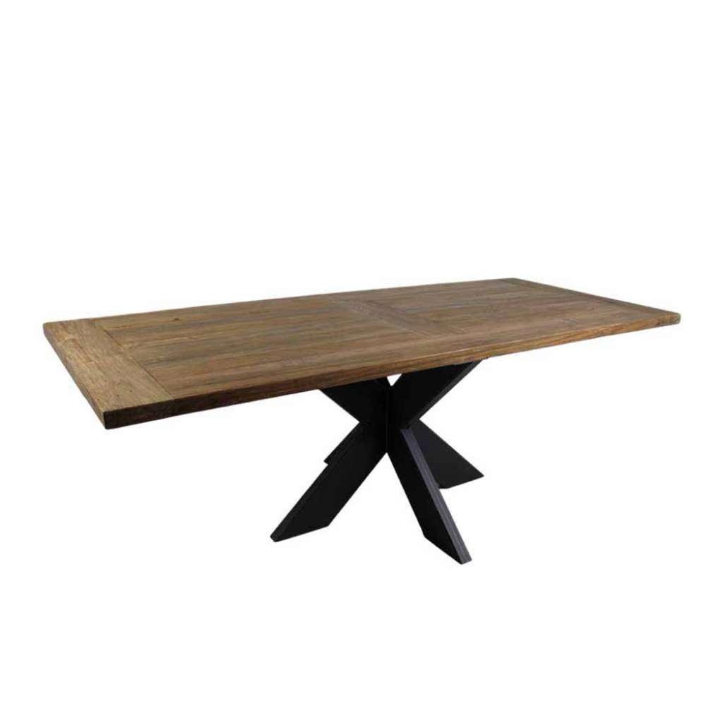 Loft Esstisch aus Teak Massivholz Stahl