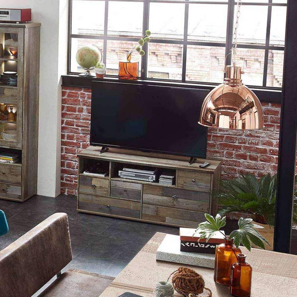 TV Unterschrank in Treibholz Dekor 130 cm breit