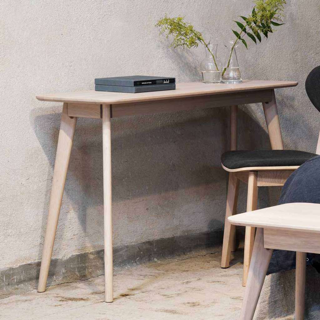 PC Schreibtisch aus Eiche Massivholz White Wash