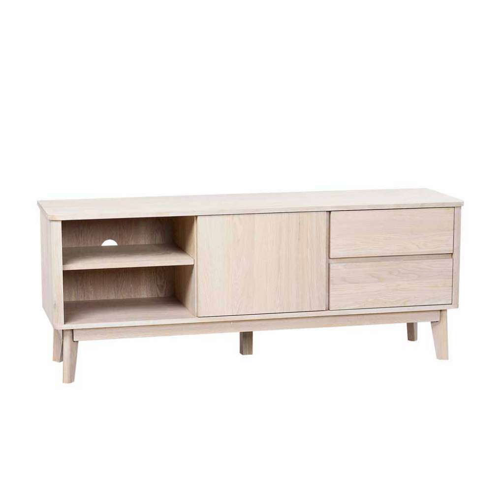TV Lowboard aus Eiche Massivholz White Wash