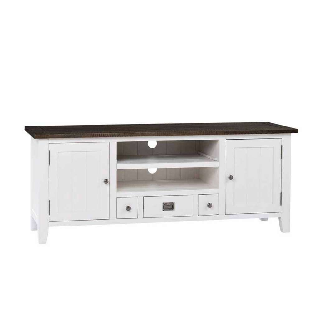 TV Schrank in Weiß Braun Kiefer massiv