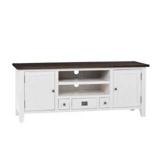 TV Schrank in Weiß Braun Kiefer massiv
