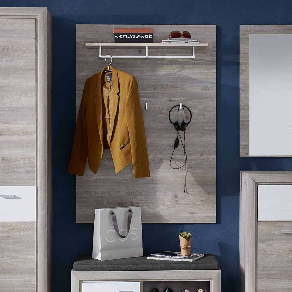 Flurgarderobe in Eiche Grau 90 cm breit