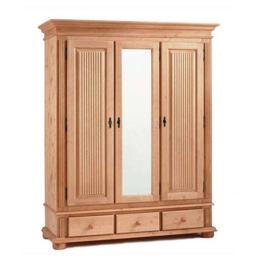 Dielenkleiderschrank aus Fichte Massivholz Spiegel