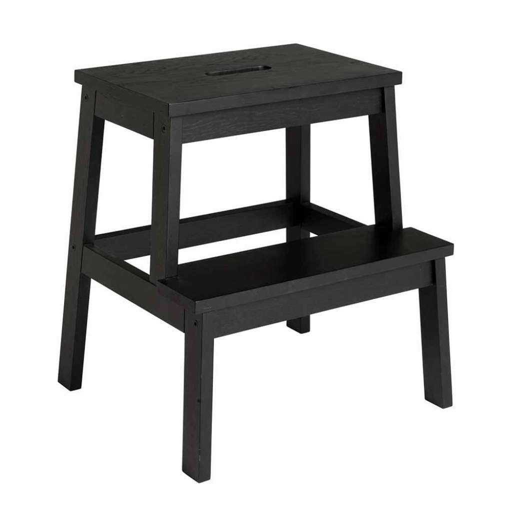 Trittschemel in Schwarz Eiche Massivholz
