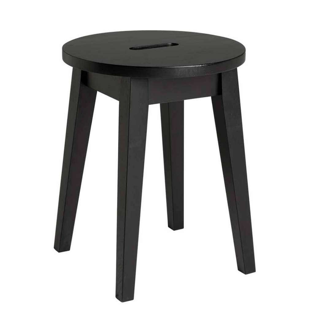 Runder Hocker in Schwarz Eiche Massivholz