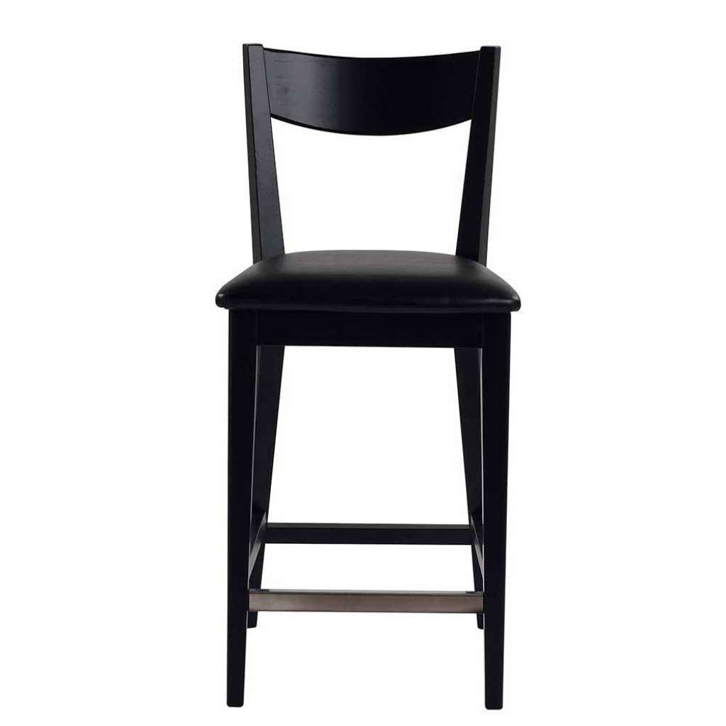 Massivholzstuhl in Schwarz Kunstleder (2er Set)