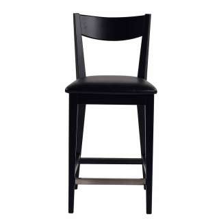 Massivholzstuhl in Schwarz Kunstleder (2er Set)