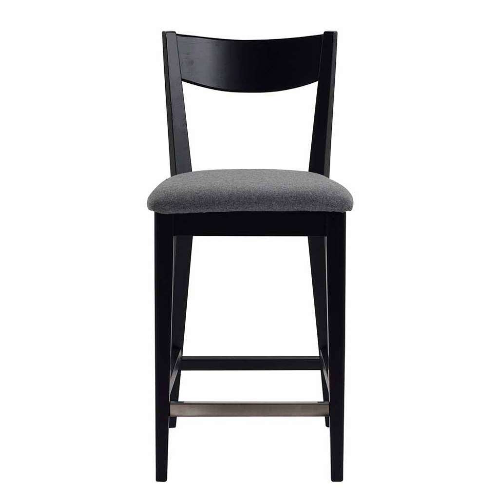 Esstischstuhl in Schwarz massiv Grau Stoff (2er Set)