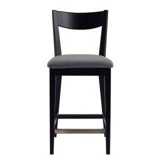 Esstischstuhl in Schwarz massiv Grau Stoff (2er Set)