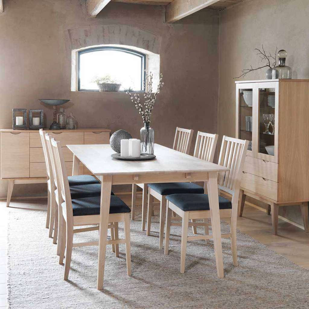 Essgruppe aus Eiche massiv White Wash (7-teilig)