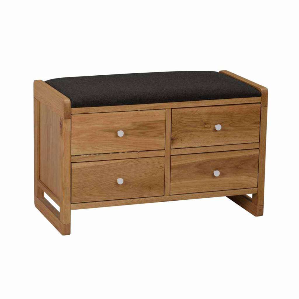 Dielenbank aus Eiche Massivholz Schubladen