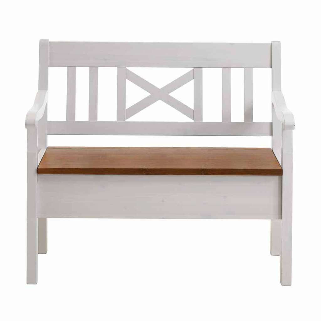 Essbank mit Stauraum Weiß Kiefer massiv