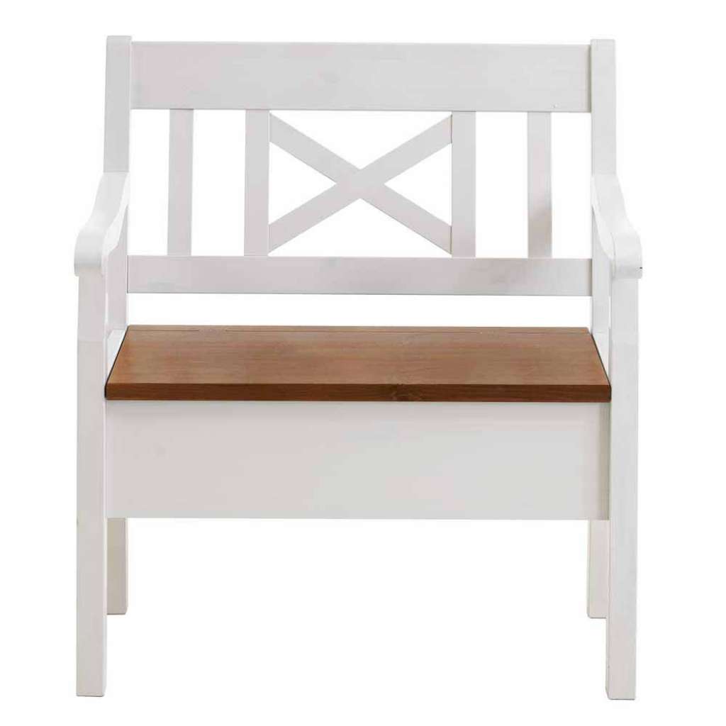 Essbank in Weiß Kiefer massiv Armlehnen