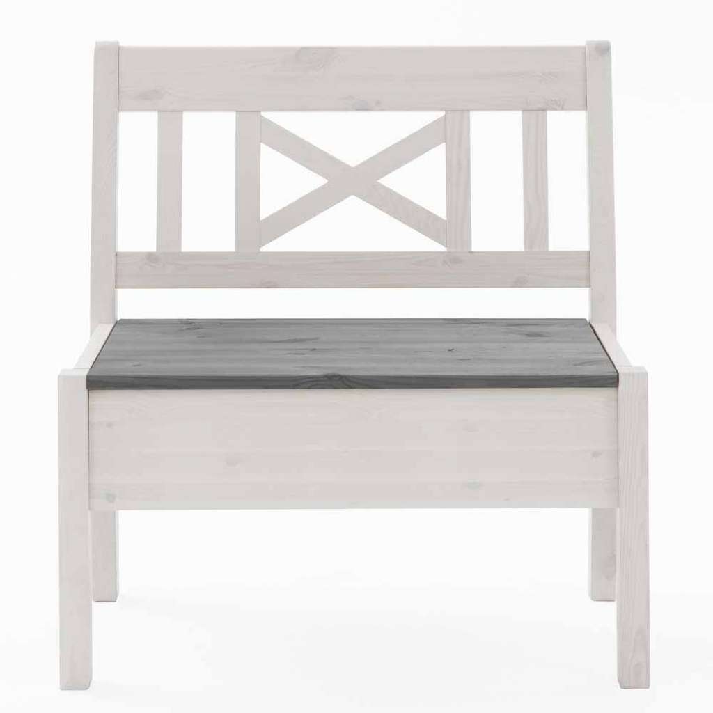 Truhenbank in Weiß Grau Kiefer Massivholz