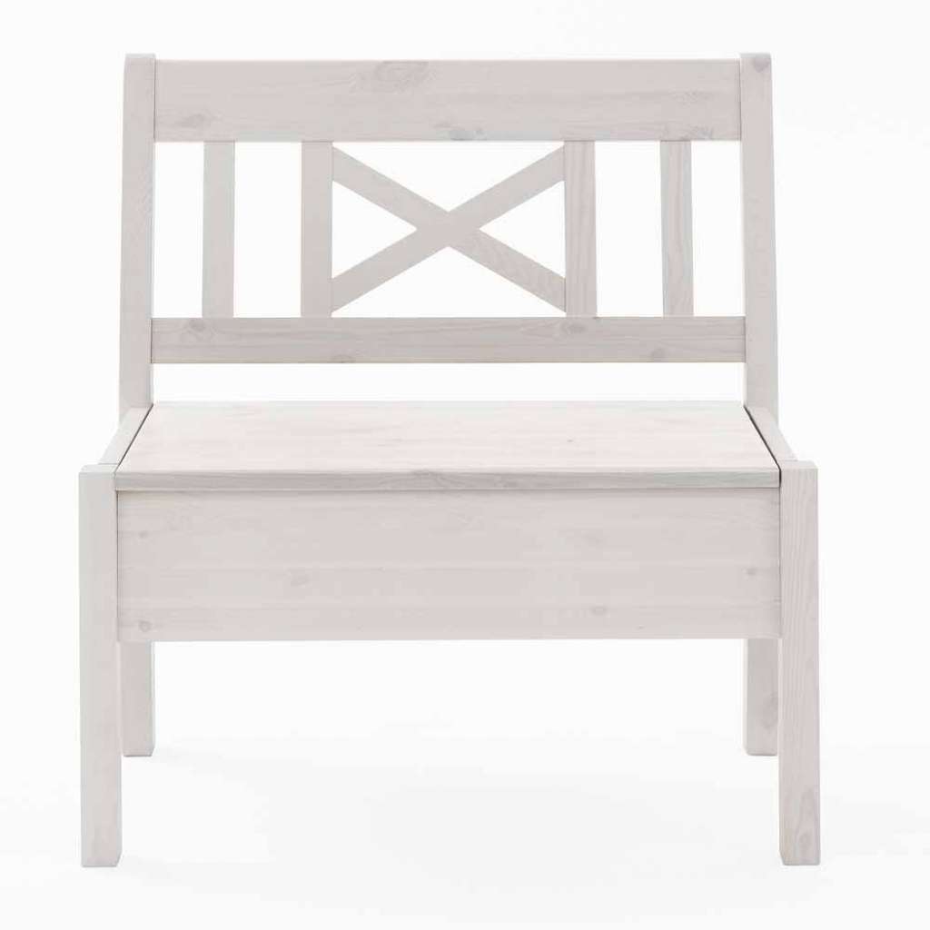Skandinavische Sitzbank in Weiß Kiefer massiv Stauraum