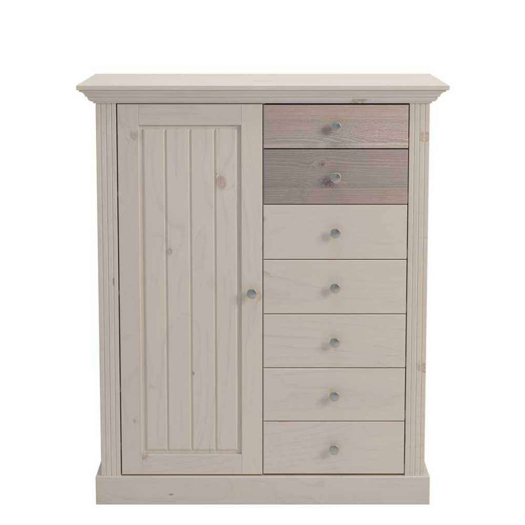 Highboard aus Kiefer massiv White Wash Braun Landhaus
