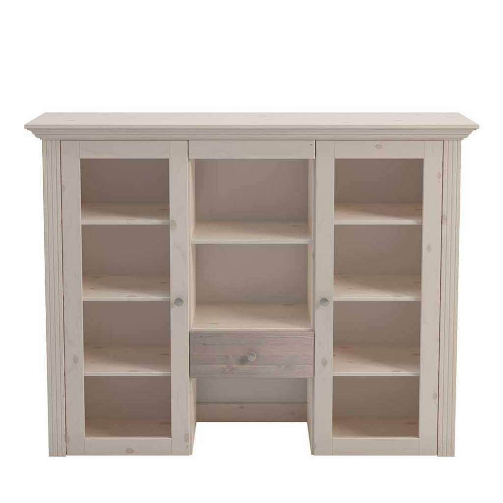 Massivholz Kommoden Aufsatz aus Kiefer White Wash Braun Landhaus