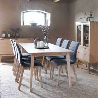 Esstisch mit Stühlen in Dunkelgrau Eiche White Wash (7-teilig)