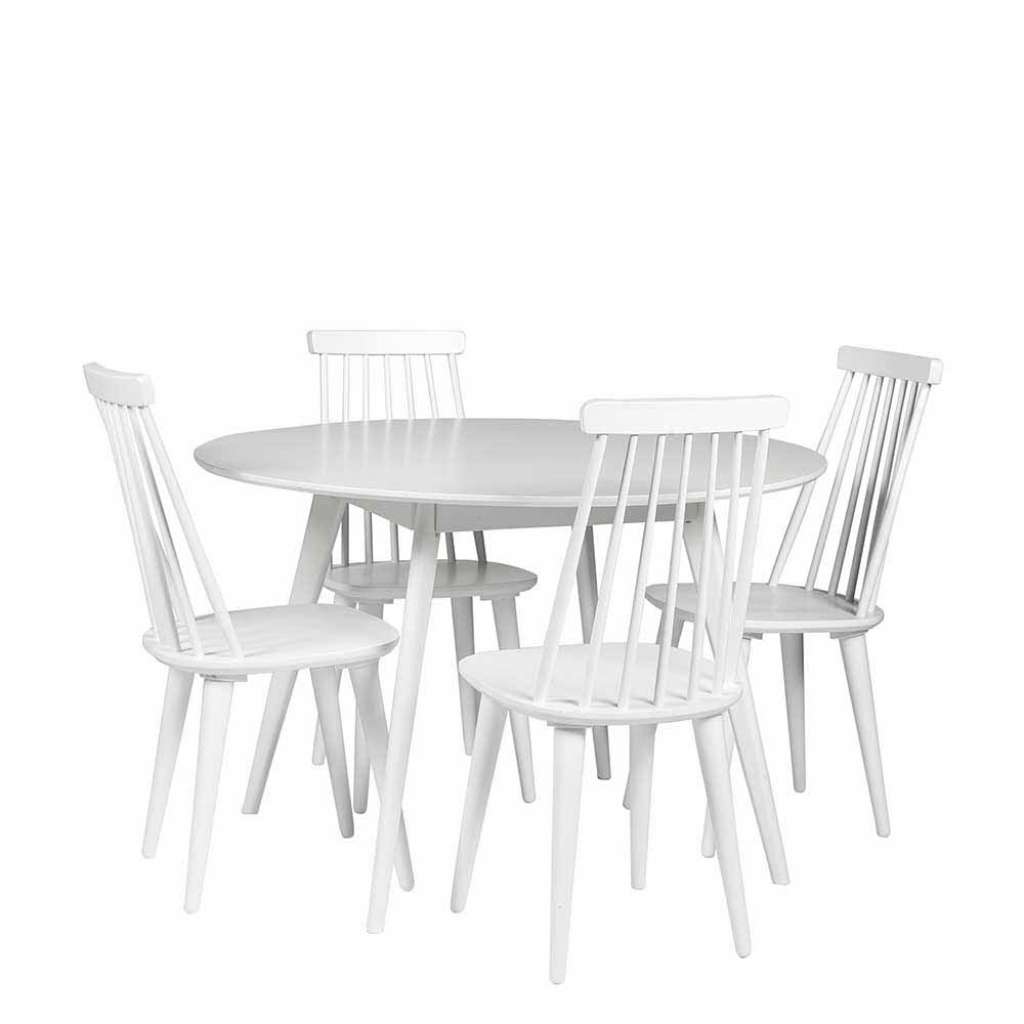Essgruppe mit rundem Tisch skandinavisch Weiß (5-teilig)