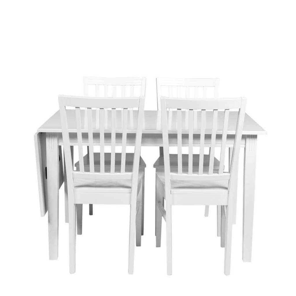 Essgruppe in Weiß mit verlängerbarem Tisch (5-teilig)