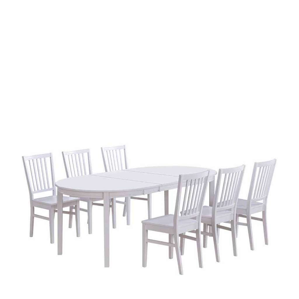Familien Sitzgruppe in Weiß ausziehbar (7-teilig)