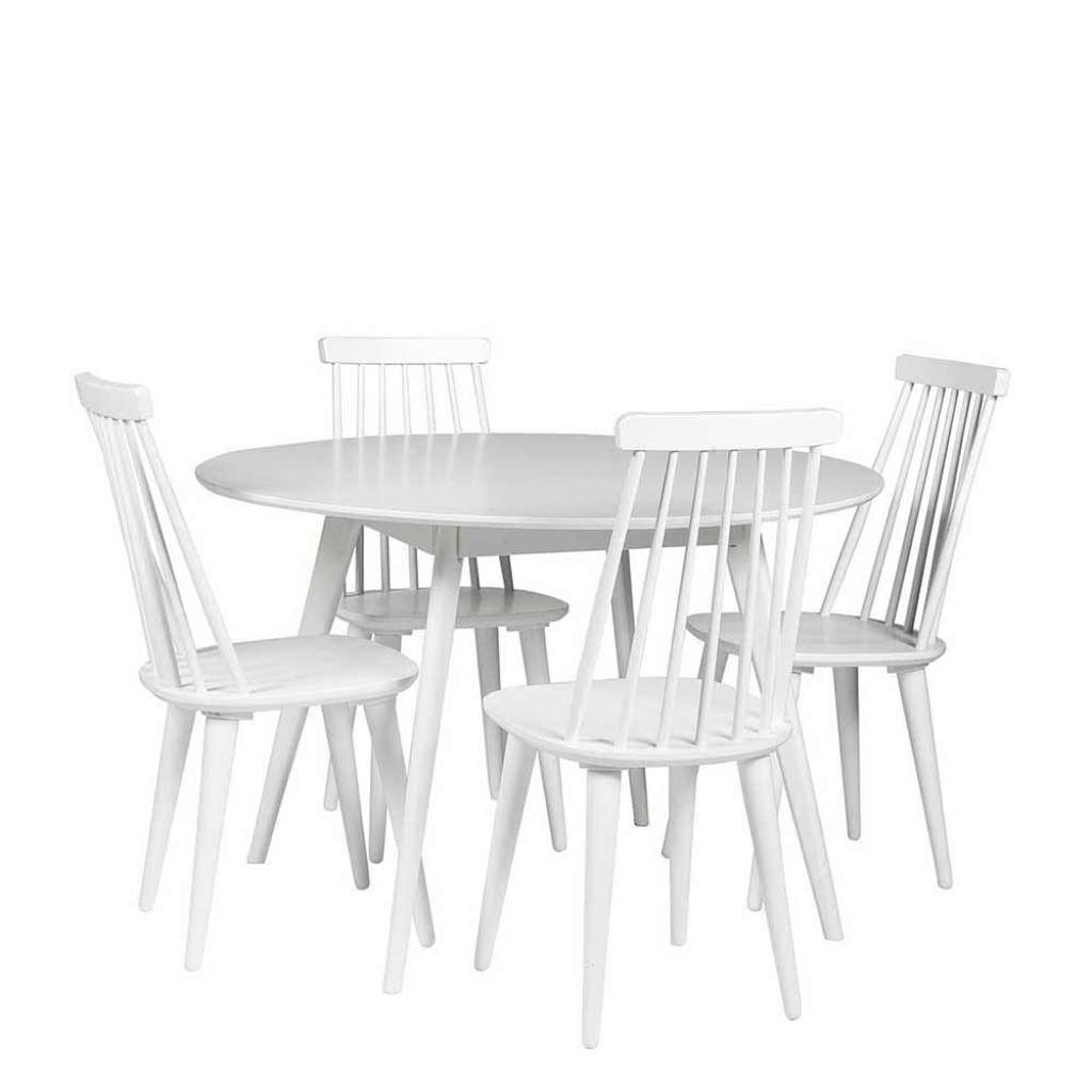 Esszimmergruppe in Weiß mit rundem Tisch (5-teilig)