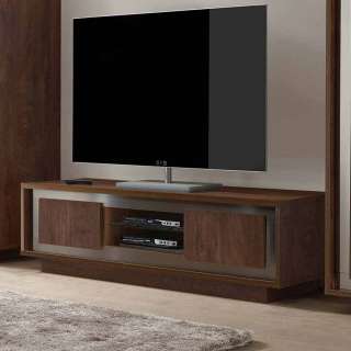 TV Unterschrank in Eiche Cognacfarben Edelstahl