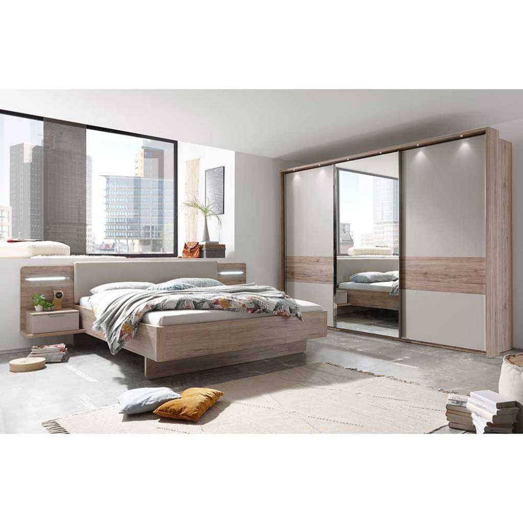 Design Schlafzimmermöbel in Eiche Bianco Creme Weiß modern (4-teilig)