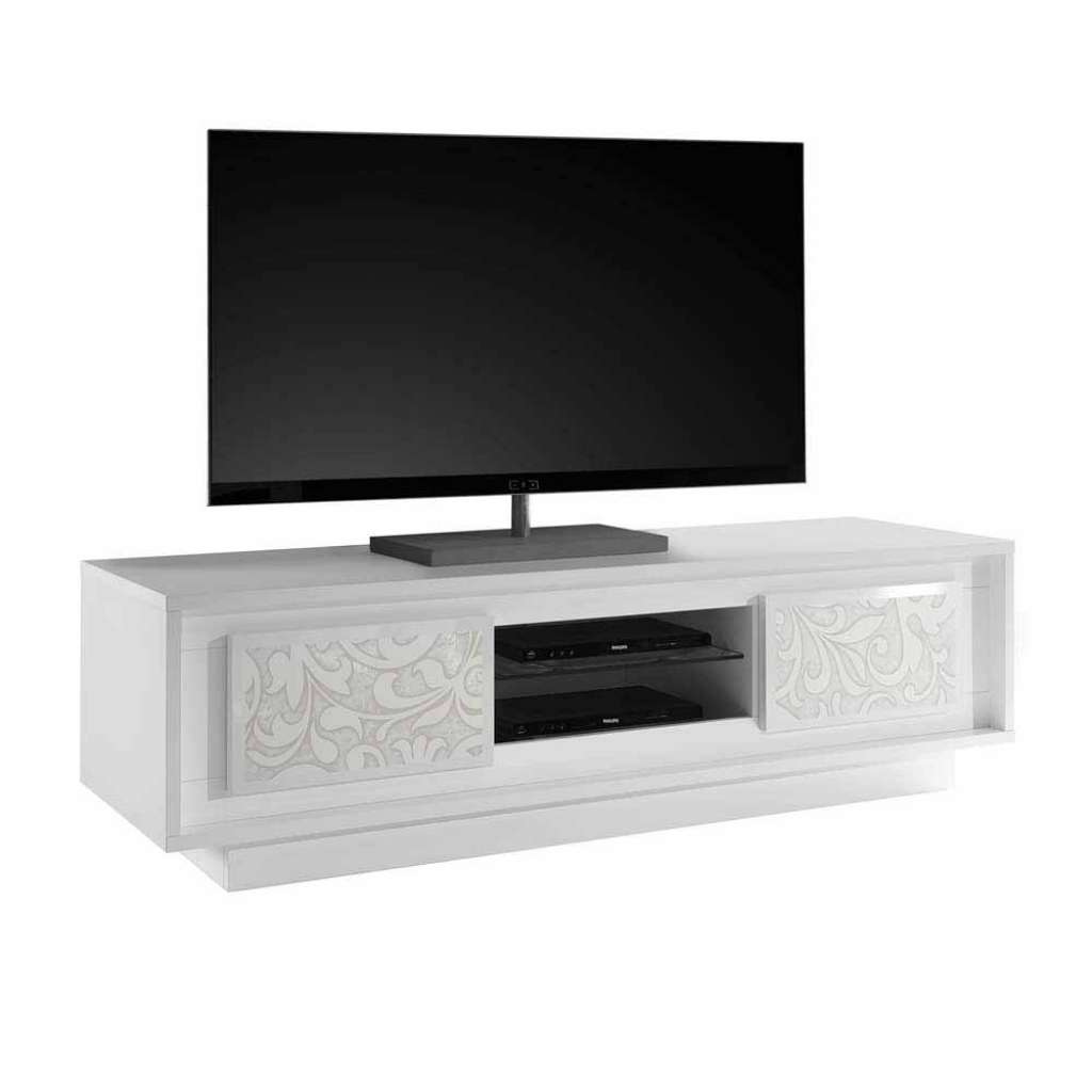 TV Lowboard mit Blumen Muster Weiß