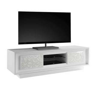 TV Lowboard mit Blumen Muster Weiß