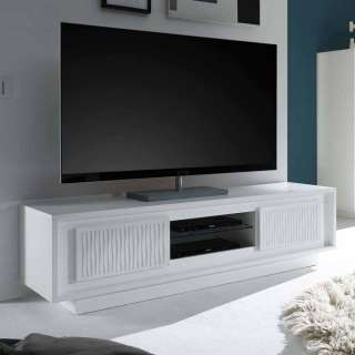 TV Lowboard mit Linien Muster Weiß