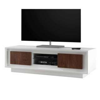 TV Board in Weiß Eiche Cognacfarben modern
