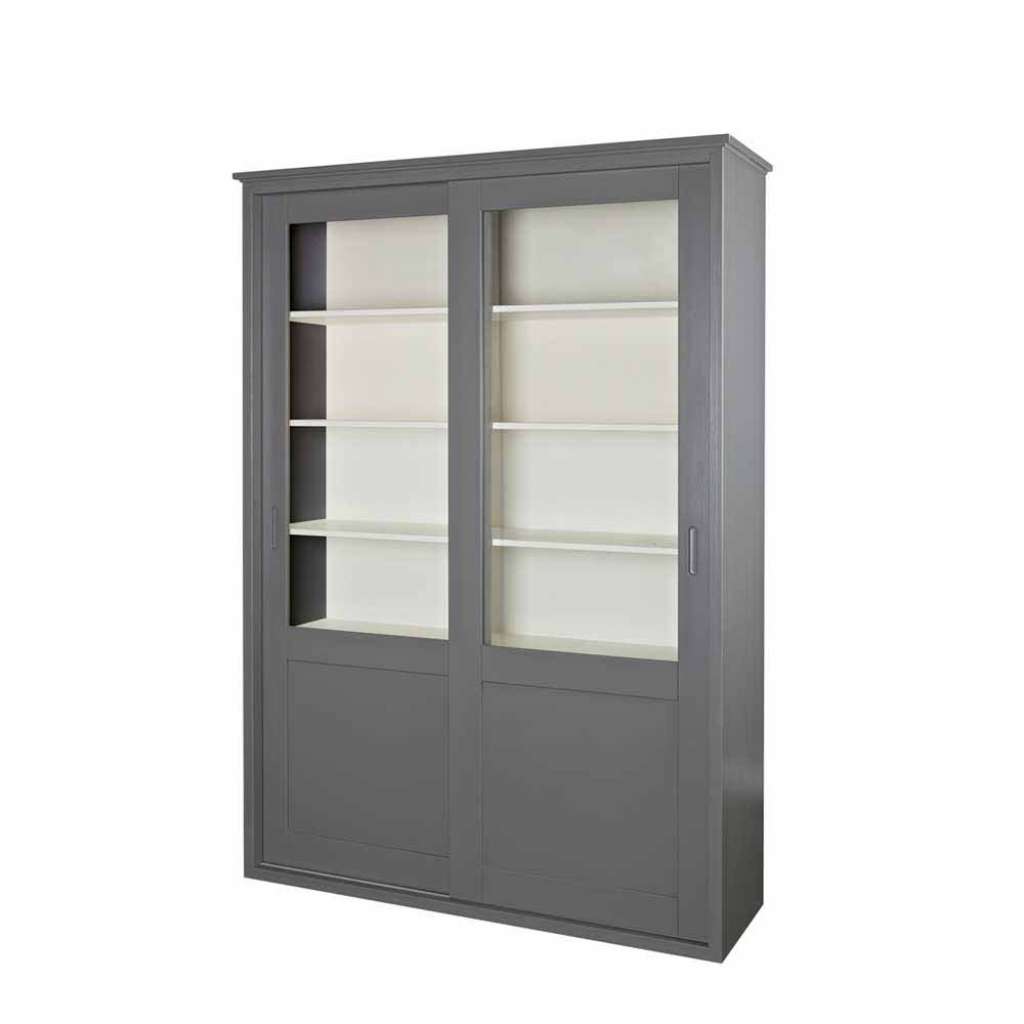 Wohnzimmerschrank in Grau massiv Schiebetüren