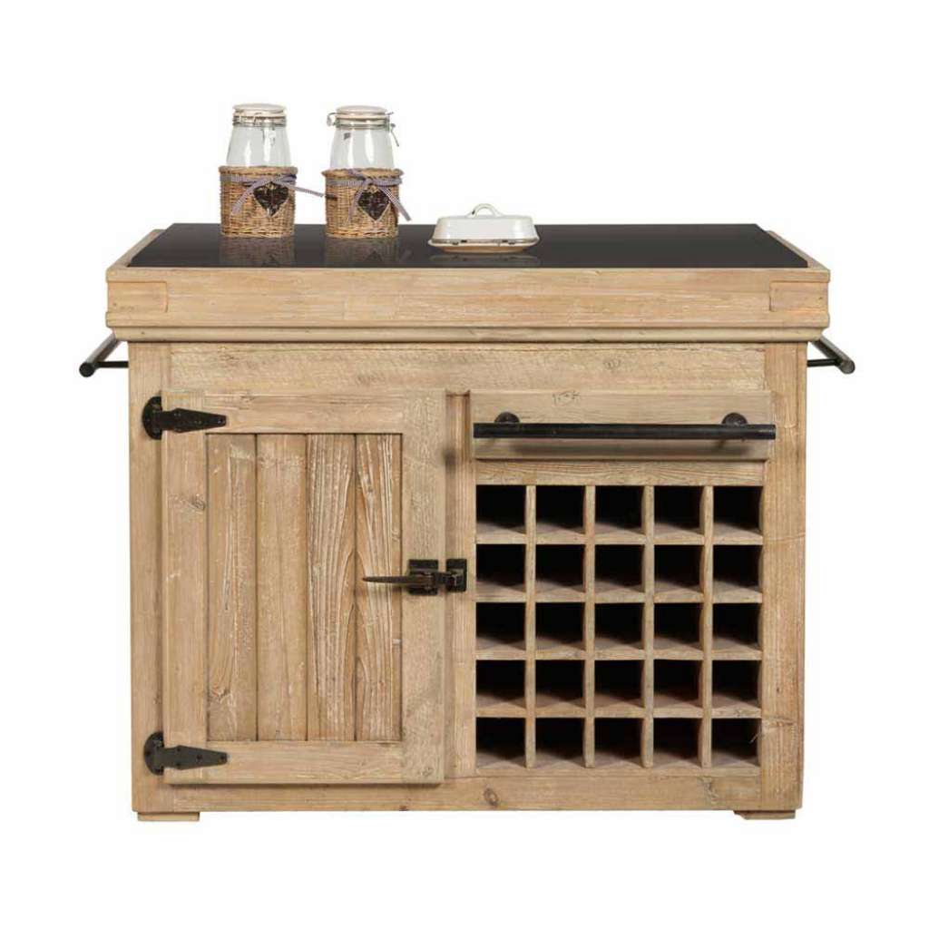 Spülenunterschrank mit Flaschenfächern Kiefer Recyclingholz