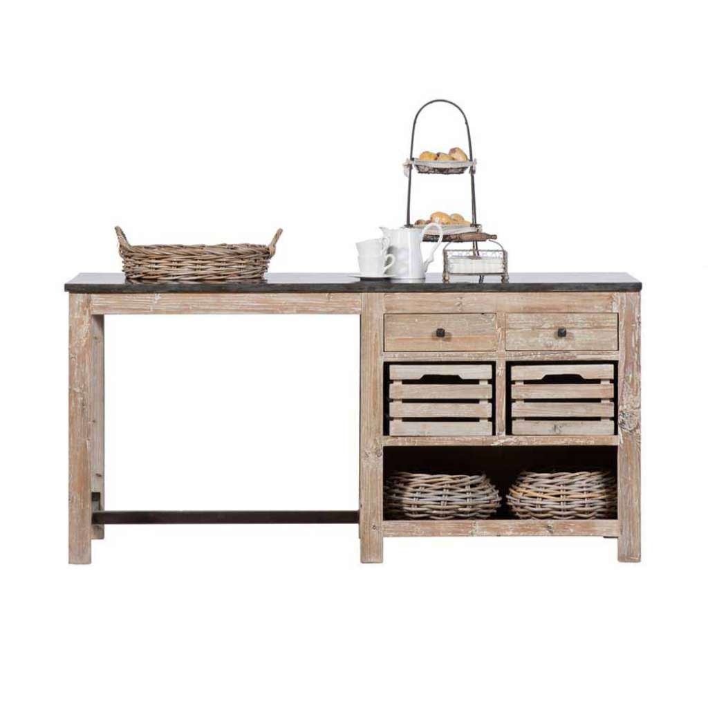 Küchen Arbeitstisch aus Kiefer Recyclingholz Landhaus rustikal