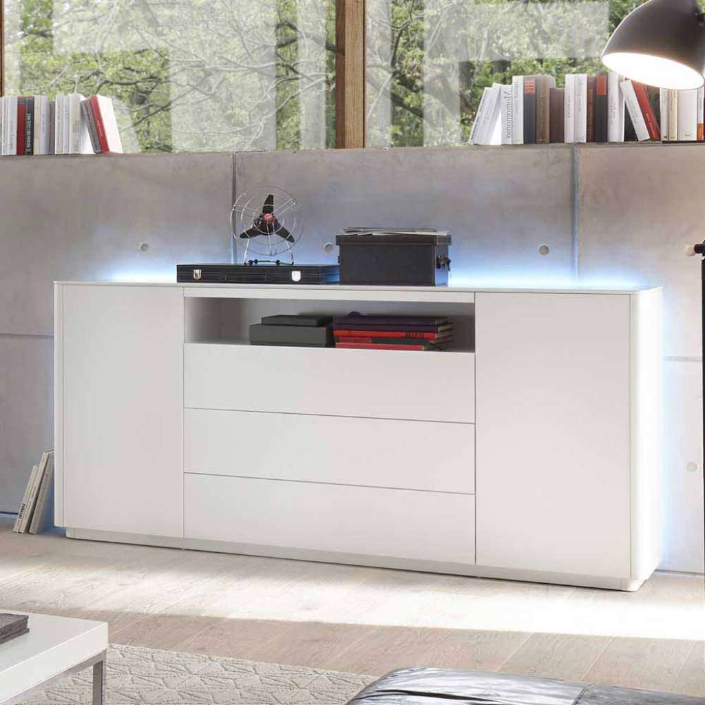 Sideboard in Hochglanz Weiß LED Beleuchtung