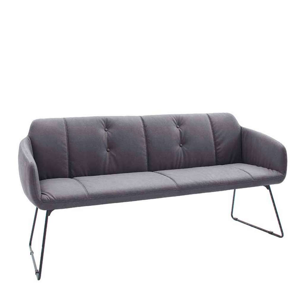 Sofabank in Grau Kunstleder Edelstahl