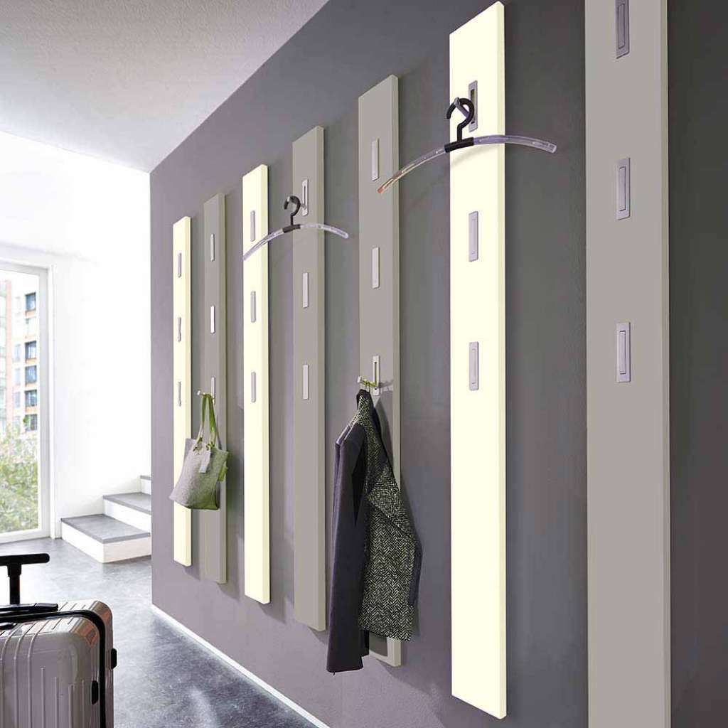 Garderobenpaneel in Creme Weiß Klapphaken