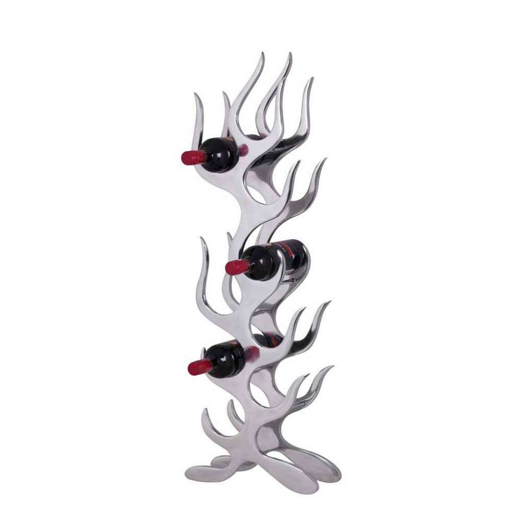 Regal in Flammenform Weinflachen